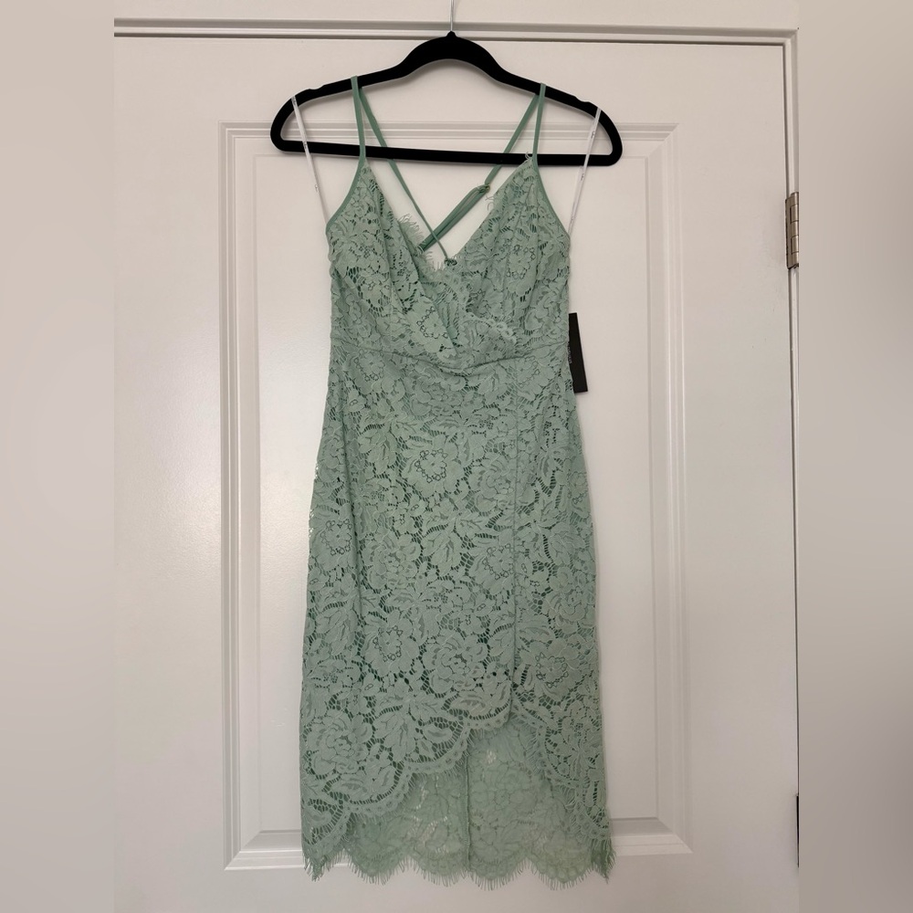 Lulus Flirting With Desire Mint Lace Bodycon Dress